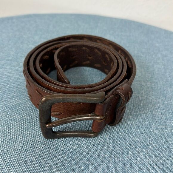 Levi’s Brown Italian Leather Belt Lace Detailing Size 42/105 - Picture 1 of 7